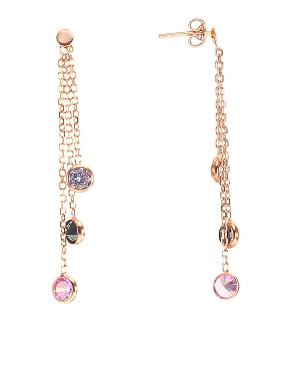 Gümüş rose renkli taşlı küpe SGTL8546