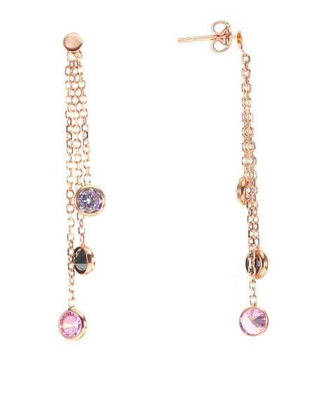 Gümüş rose renkli taşlı küpe SGTL8546