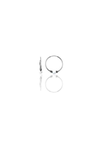 Gümüş 12 mm mini beyaz taşlı halka küpe SGTL11285RODAJ