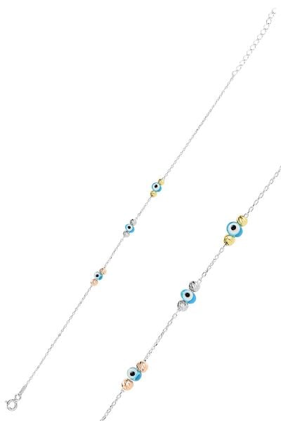 Gümüş altın yaldızlı, rodaj ve rose renkli nazarlı dorissa dorica bileklik  SGTL11504RODAJ