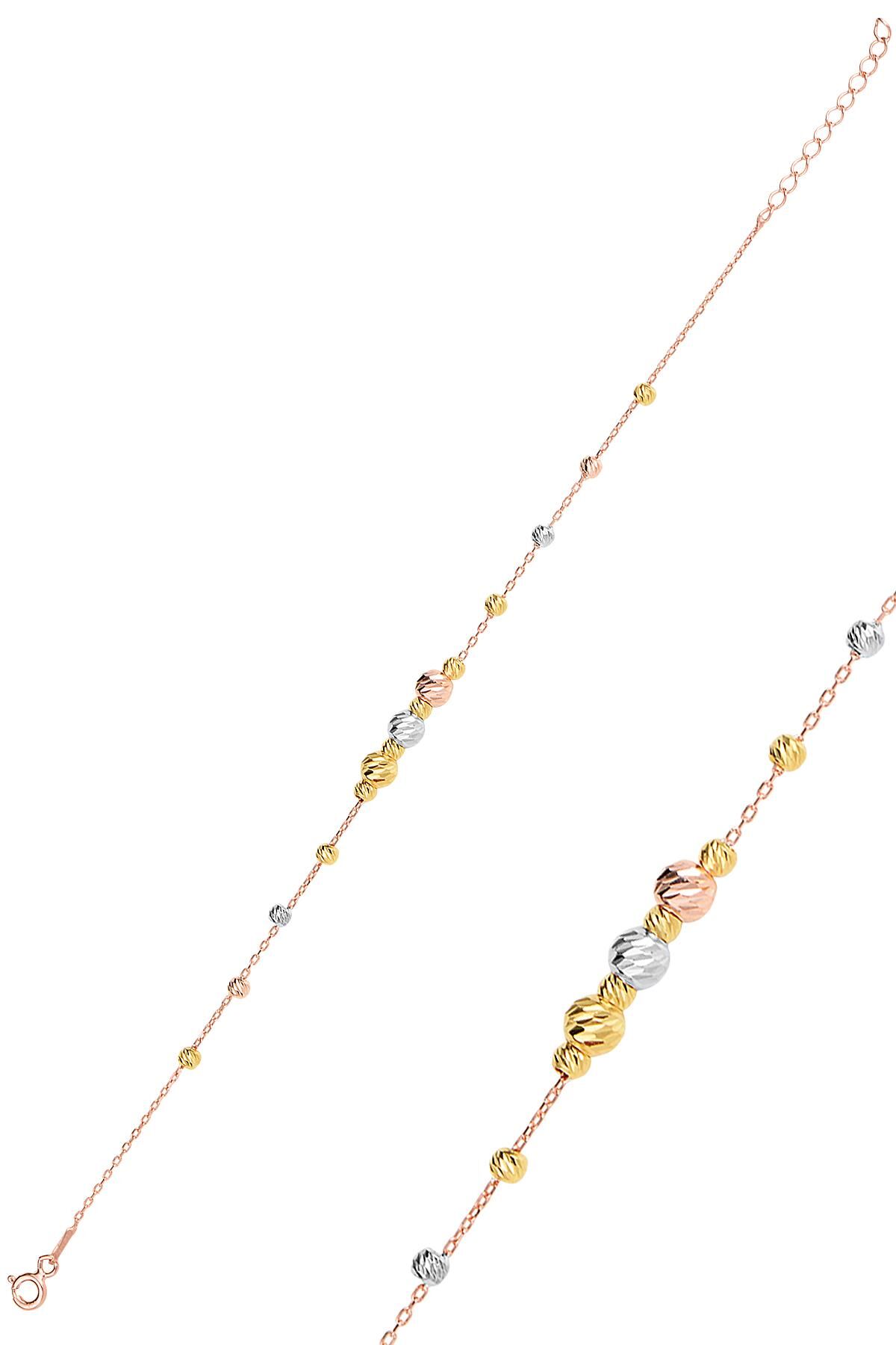 Gümüş altın yaldızlı, rodaj ve rose renkli dorissa dorica bileklik  SGTL11503ROSE