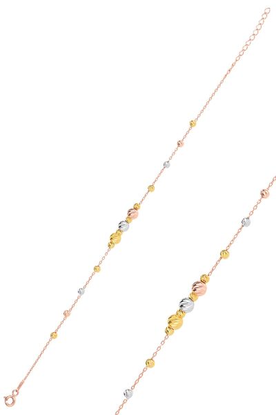 Gümüş altın yaldızlı, rodaj ve rose renkli dorissa dorica bileklik  SGTL11503ROSE
