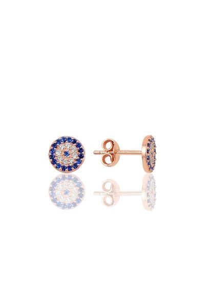 Gümüş rose zirkon taşlı nazar küpe SGTL11357ROSE