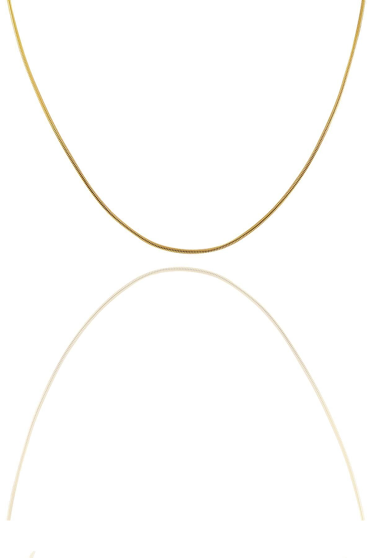 Gümüş altın yaldızlı 60 cm italyan yılan kolye SGTL11292GOLD