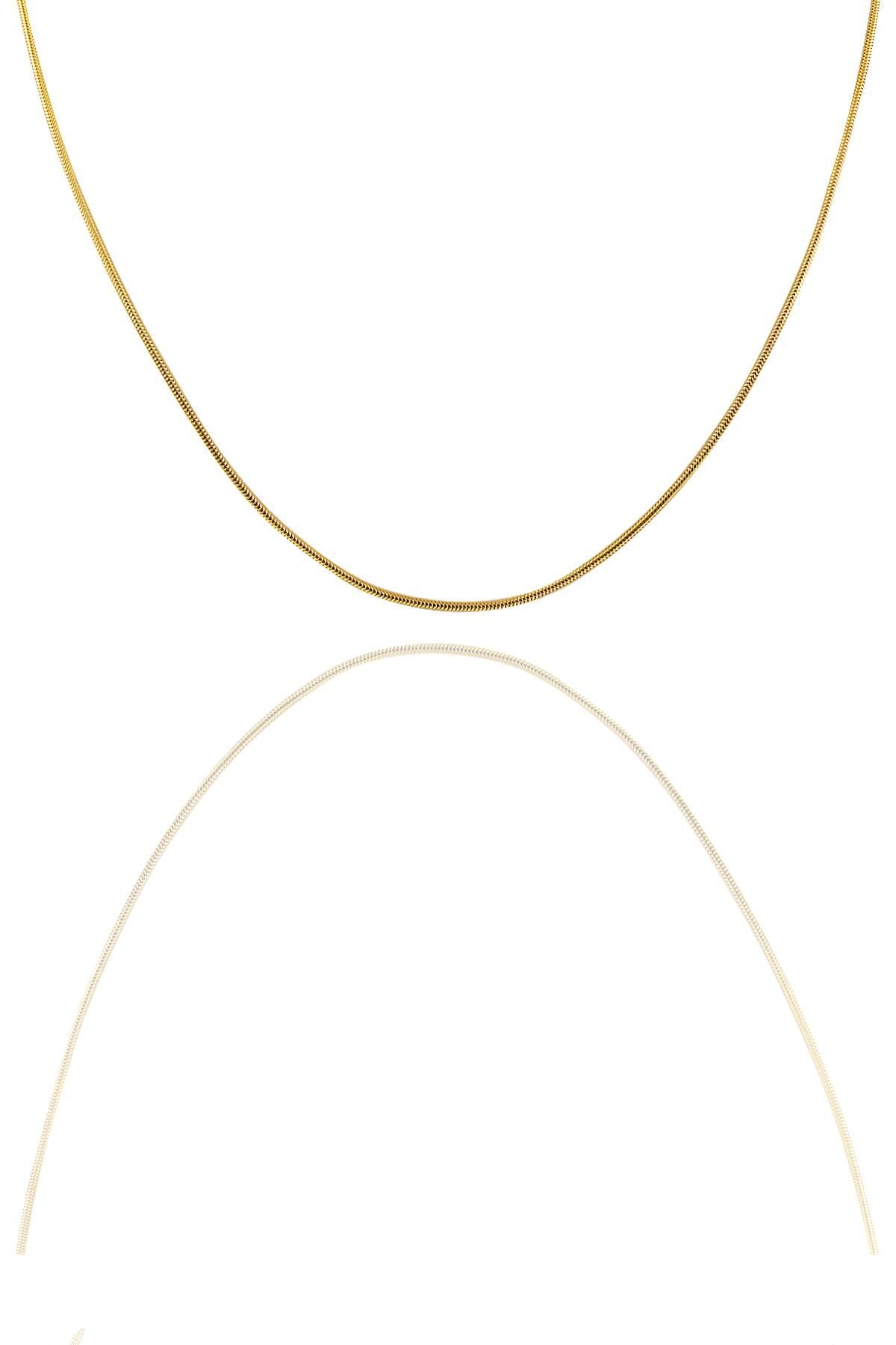 Gümüş altın yaldızlı 60 cm italyan yılan kolye SGTL11292GOLD