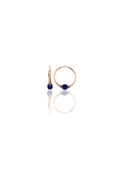 Gümüş rose 12 mm mini çivit mavisi halka küpe SGTL11281ROSE