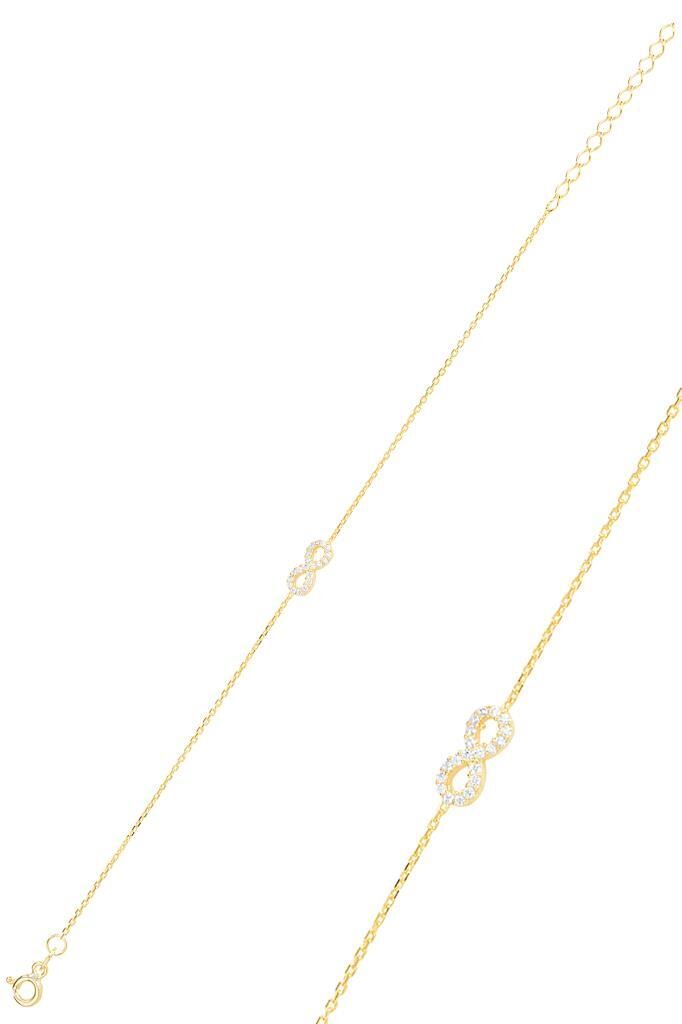 Gümüş altın yaldızlı zirkon taşlı sonsuzluk bileklik SGTL11502GOLD