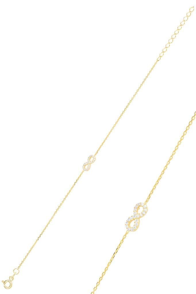 Gümüş altın yaldızlı zirkon taşlı sonsuzluk bileklik SGTL11502GOLD