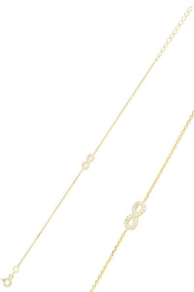 Gümüş altın yaldızlı zirkon taşlı sonsuzluk bileklik SGTL11502GOLD