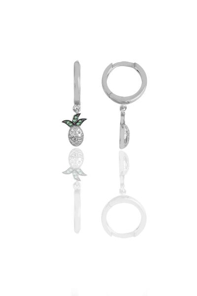 Gümüş rodyumlu zirkon taşlı ananas küpe SGTL11545RODAJ