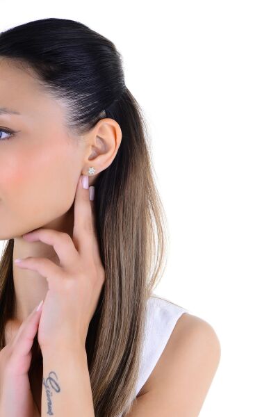 Gümüş rodyumlu zirkon taşlı kar kristali küpe SGTL12998RODAJ