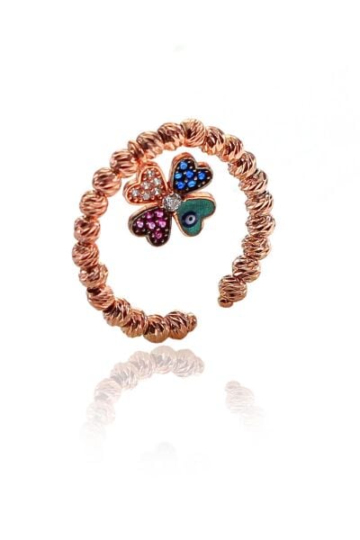 Gümüş yonca mineli sallantılı dorica yüzük SGTL9804