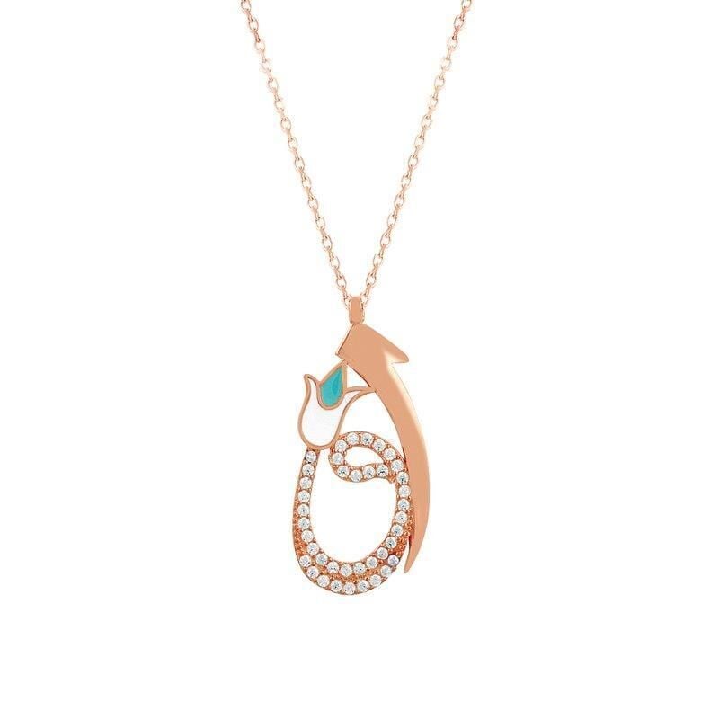 Laleli vav elif harfi kolye SGTL7393