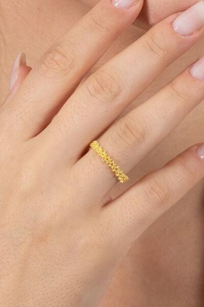 925 ayar gümüş yüzük altın yaldızlı birleşik yıldız silsilesi ayarlamalı yüzük SGTL13123GOLD