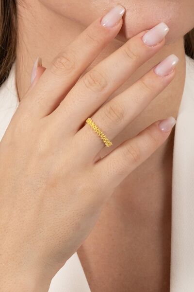 925 ayar gümüş yüzük altın yaldızlı birleşik yıldız silsilesi ayarlamalı yüzük SGTL13123GOLD