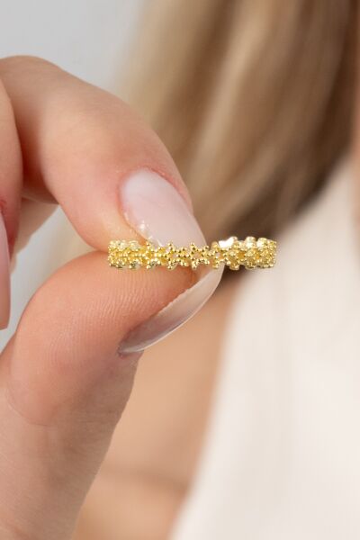 925 ayar gümüş yüzük altın yaldızlı birleşik yıldız silsilesi ayarlamalı yüzük SGTL13123GOLD