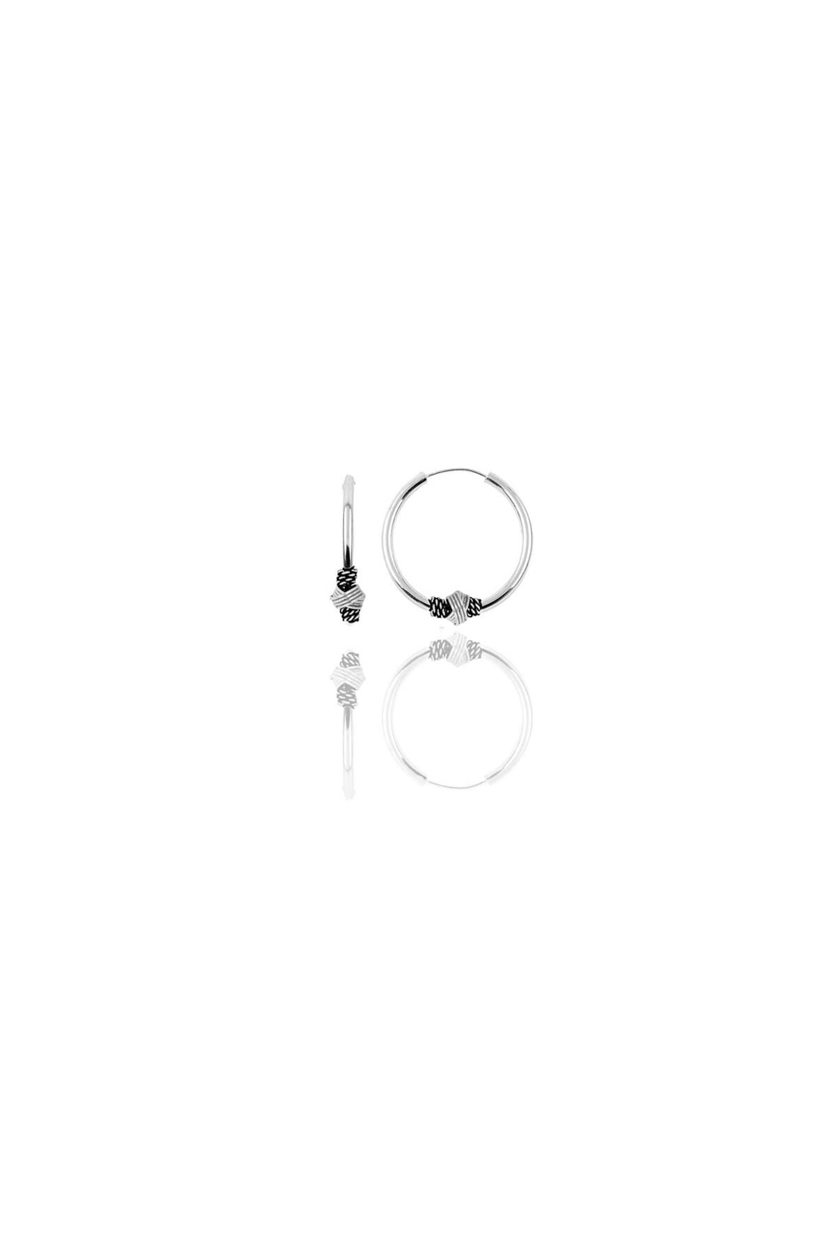 Gümüş 12 mm mini  işlemeli halka küpe SGTL11287RODAJ
