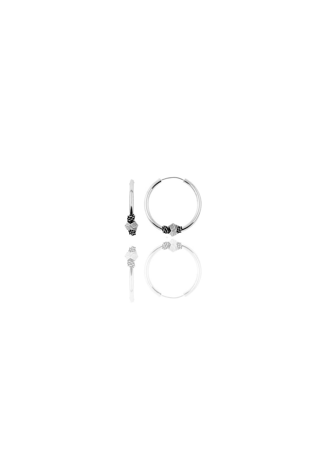 Gümüş 12 mm mini  işlemeli halka küpe SGTL11287RODAJ