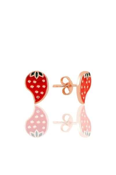 Gümüş rose  mineli çilek küpe SGTL11355ROSE