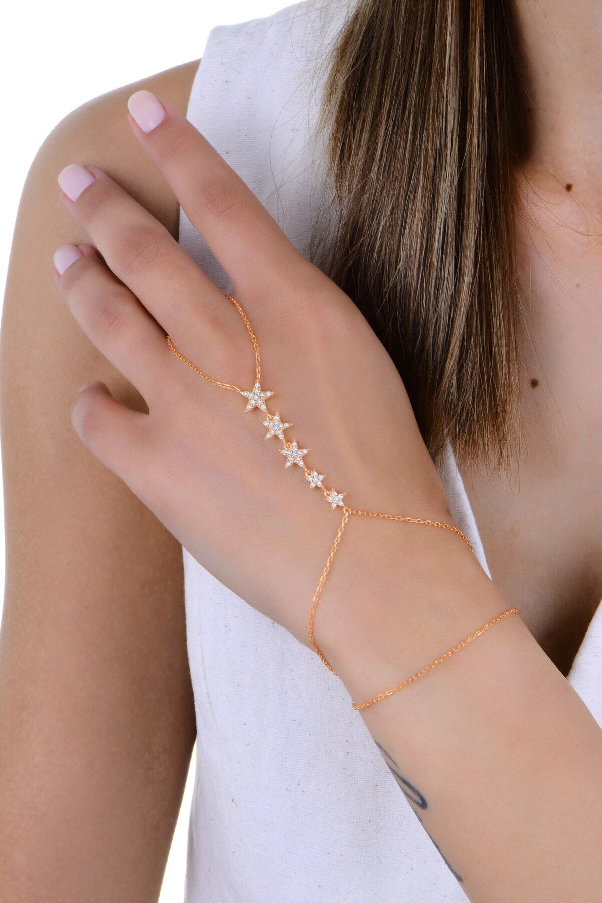 Gümüş rose zirkon taşlı kayan yıldızlar şahmeren SGTL13003ROSE