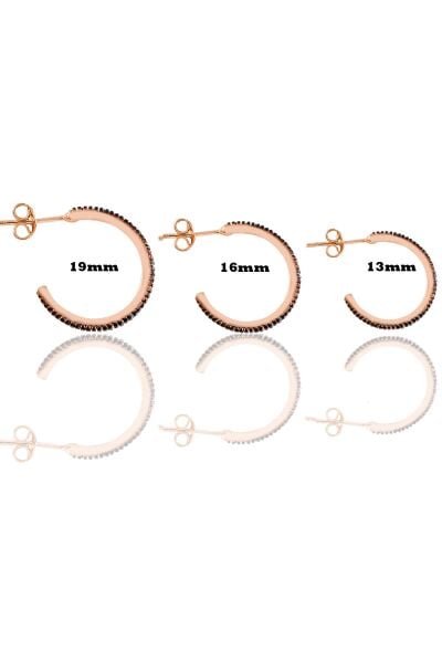 Gümüş rose renkli taşlı üç boydan oluşan halka küpeler SGTL11556RENKLI