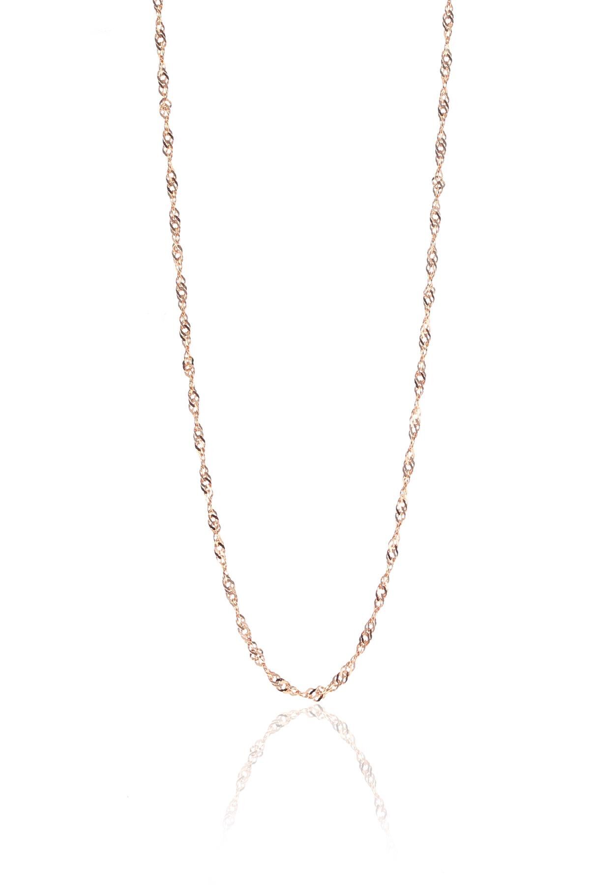 925 Ayar Gümüş singapur modeli zincir SGTL11812 Rose - 50 cm