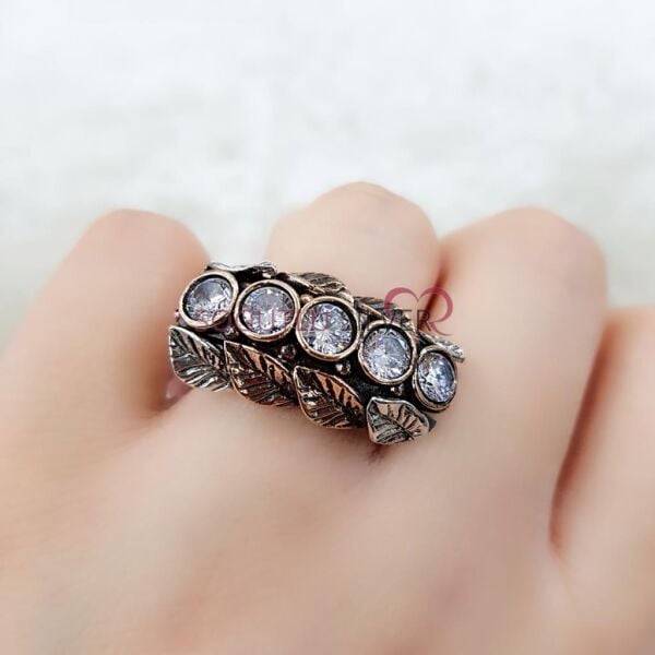 Otantik beş taşlı yüzük yüzük8555