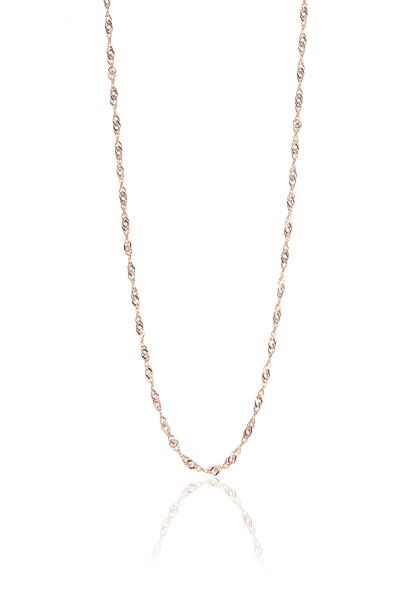 925 Ayar Gümüş singapur modeli zincir SGTL11812 Rose - 55 cm