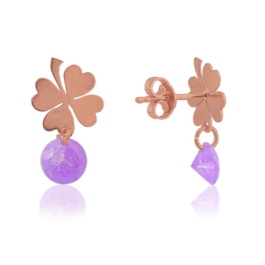 Yonca motifli taşlı kupe SGTL3387