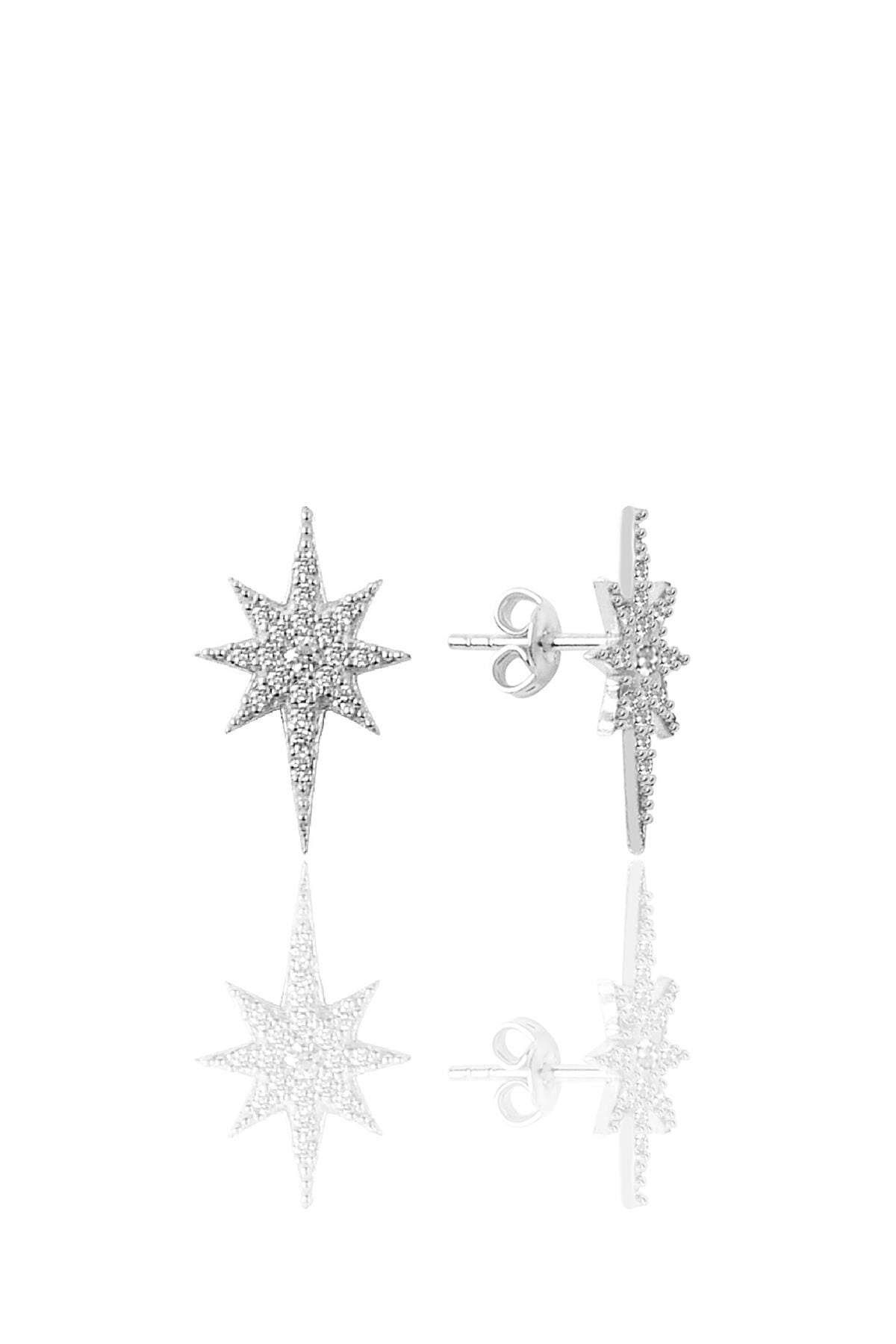 Gümüş rodyumlu zirkon taşlı (kuzey) kutup yıldızı küpe SGTL12521RODAJ