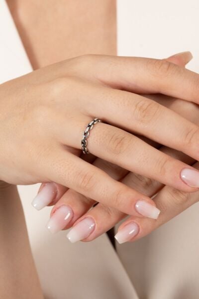 925 ayar gümüş yüzük oksitli zincir modeli ayarlamalı yüzük SGTL13125SIYAH