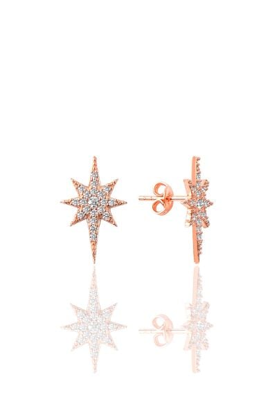 Gümüş rose zirkon taşlı (kuzey) kutup yıldızı küpe SGTL12521ROSE