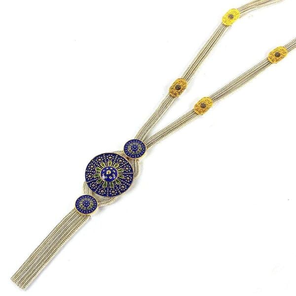 kalkan modeli püsküllü uzun midyat hasır kolye SGTL4827