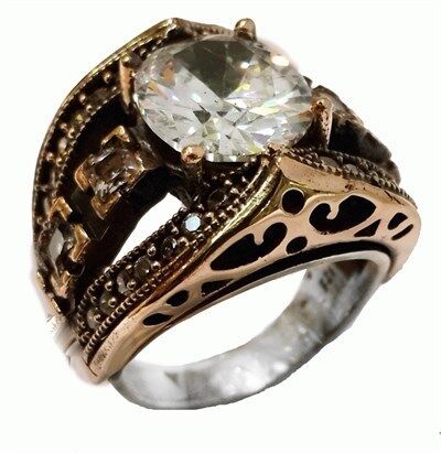 zirkon taşlı otantik yüzük yüzük8324