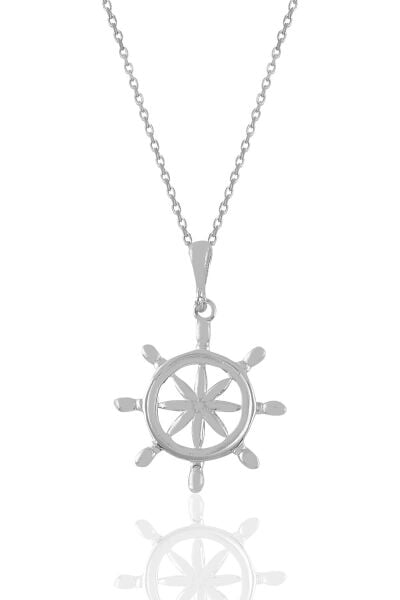 Gümüş rodyumlu dümen kolye SGTL11025RODAJ