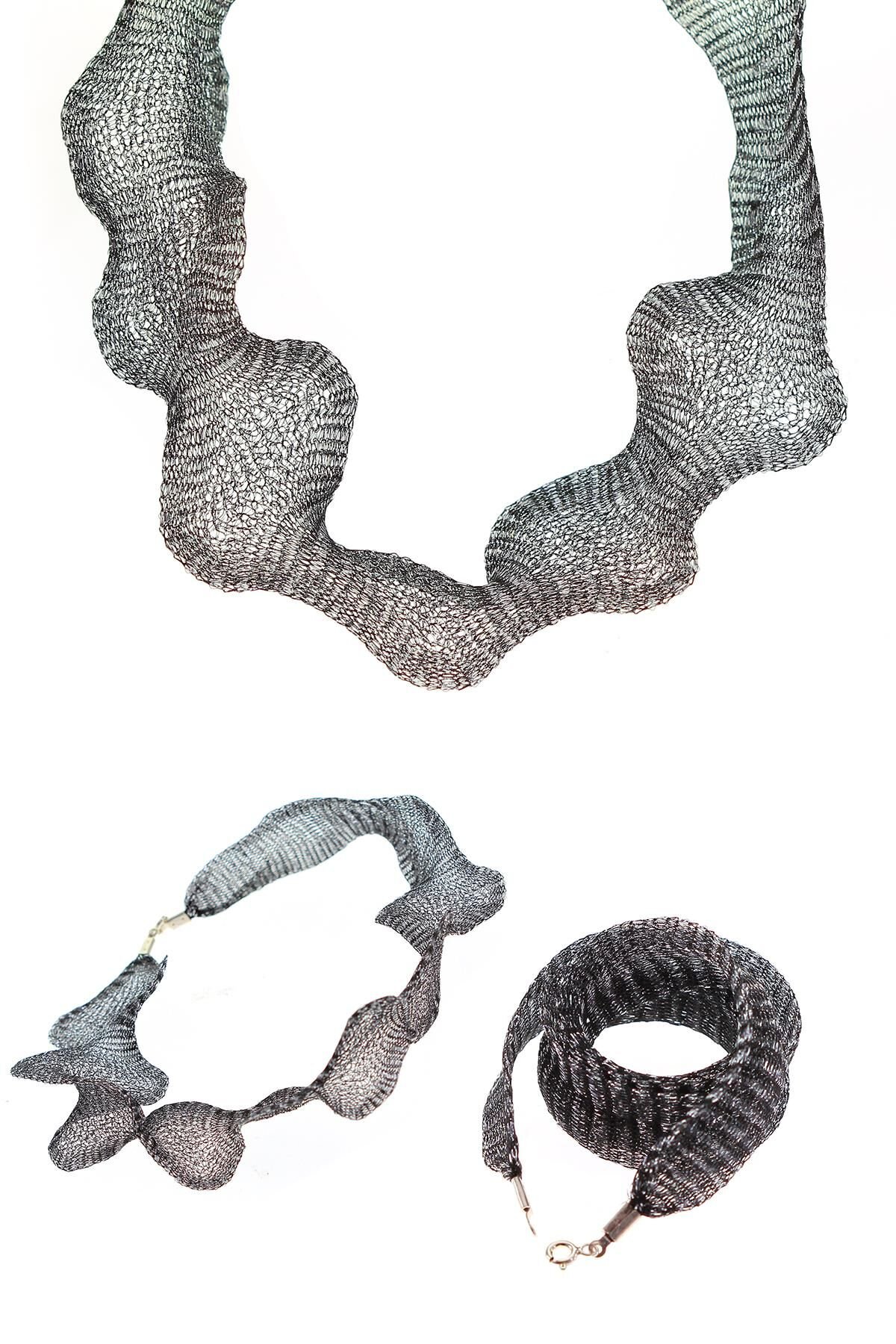 Gümüş simli titanyum kolye SGTL9817