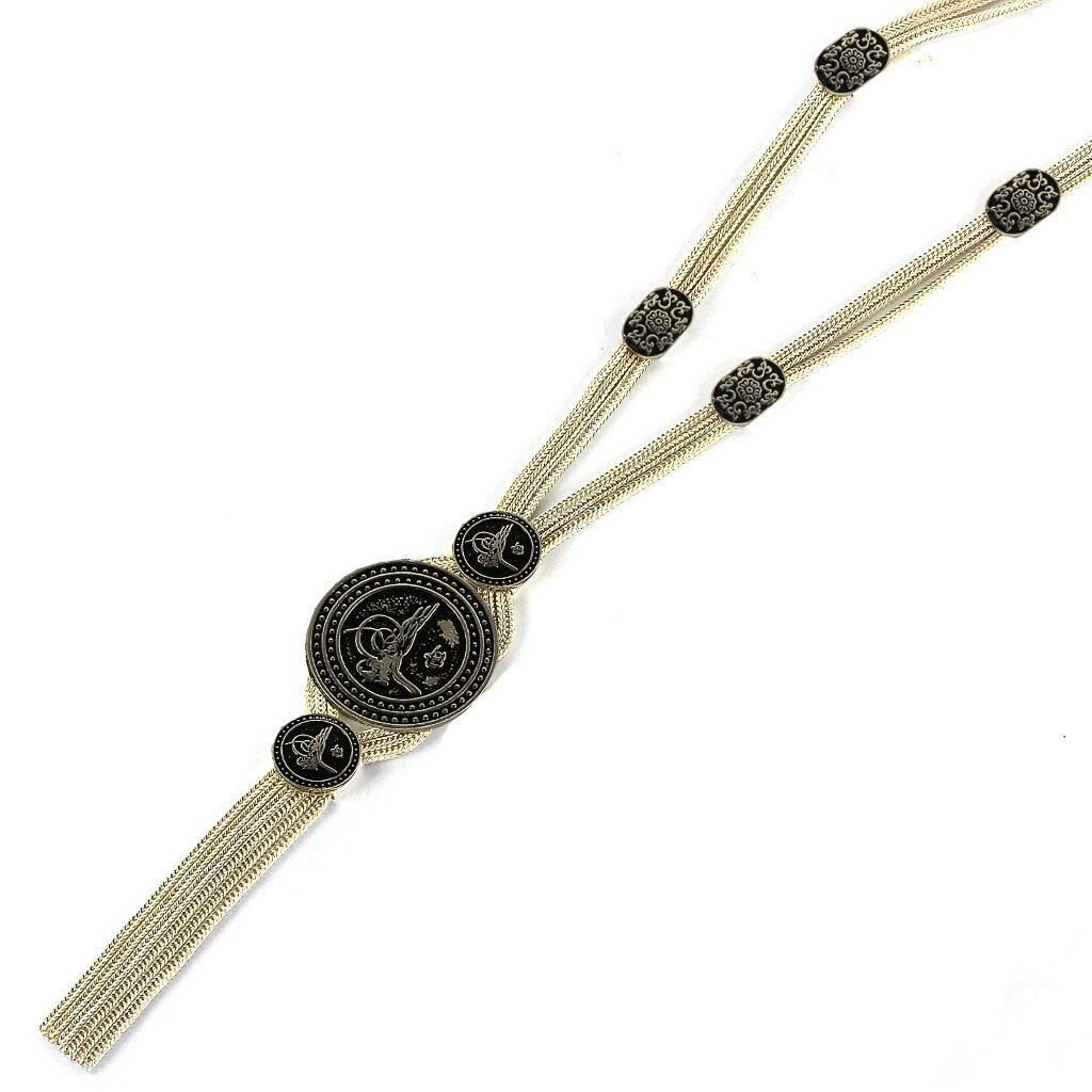 osmanlı tuğralı uzun midyat hasırı kolye SGTL4829