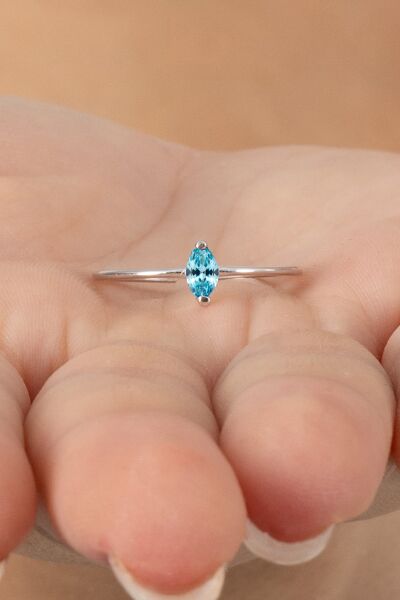 925 ayar gümüş yüzük rodyumlu markiz kesim mavi taşlı ayarlamalı yüzük SGTL13127MAVI