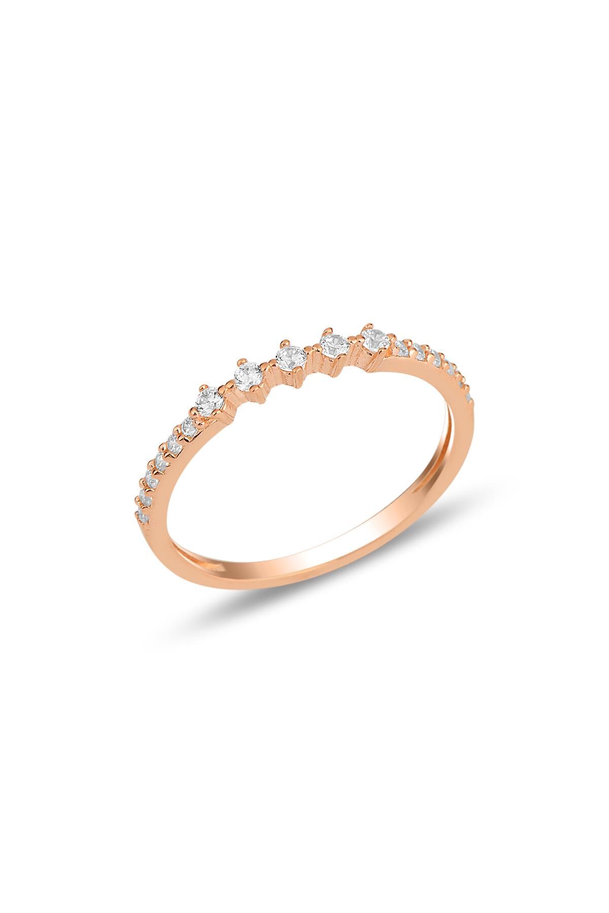 Gümüş rose zirkon sıra taşlı yüzük SGTL11909ROSE