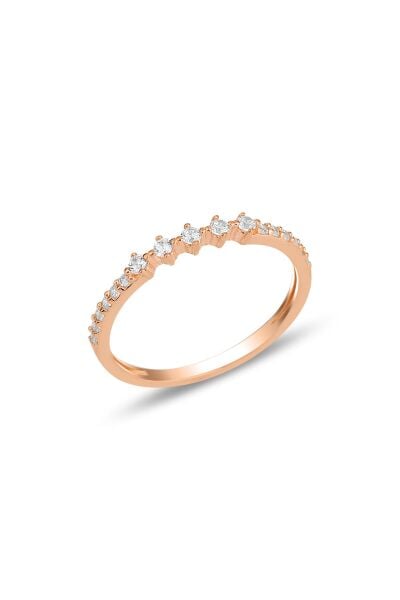 Gümüş rose zirkon sıra taşlı yüzük SGTL11909ROSE