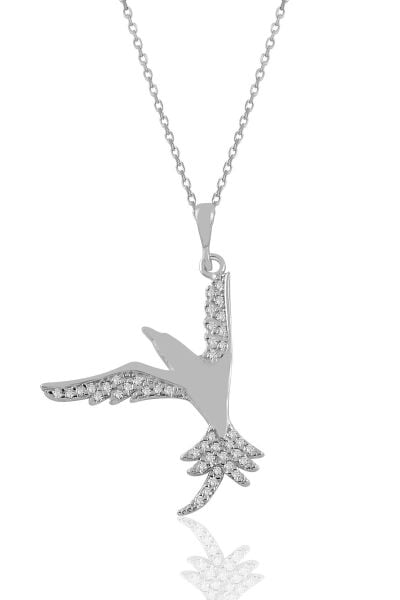 Gümüş rodyumlu zirkon taşlı kırlangıç kolye SGTL11024RODAJ
