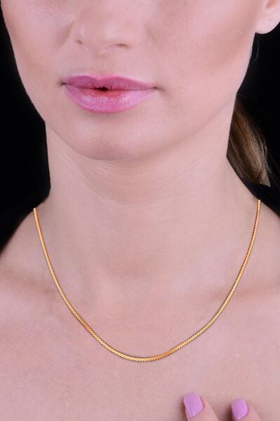 Gümüş rose  örgü modeli italyan zincir kolye SGTL11809ROSE