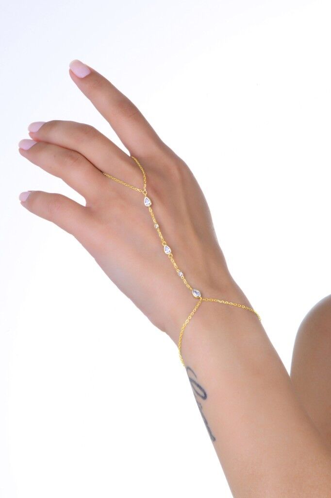 Gümüş altın yaldızlı zirkon taşlı sıralı damla modeli şahmeran SGTL13013GOLD