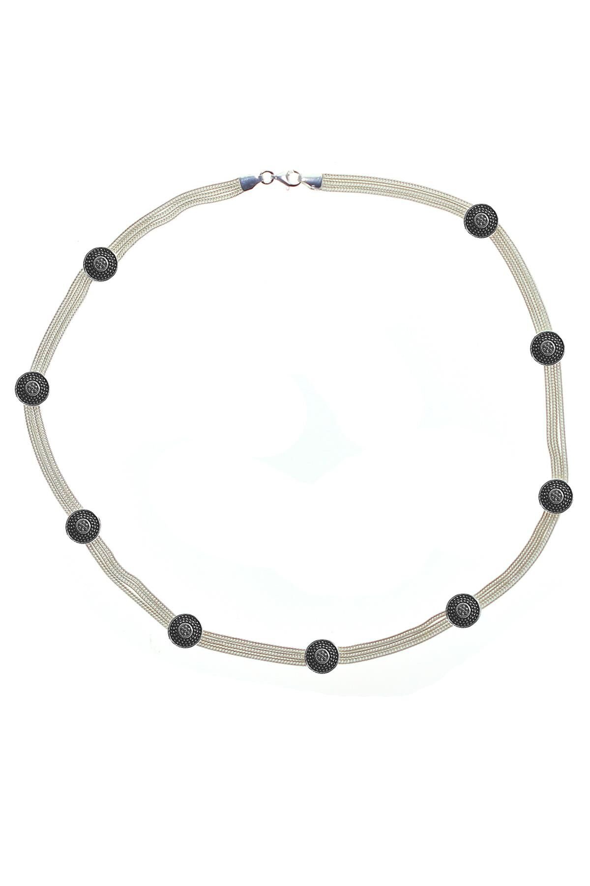 Gümüş mineli hasır modeli kolye SGTL9820KOLYE