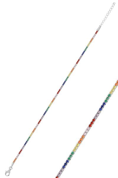 Gümüş  pırlanta modeli  renkli zirkon taşlı su yolu bileklik SGTL11808RODAJ