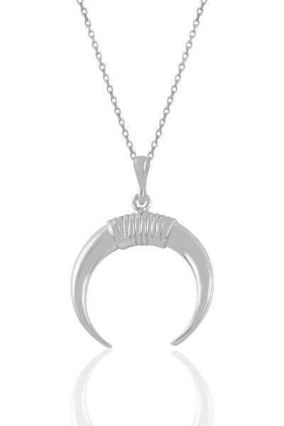 Gümüş  rodyumlu ters hilal kolye SGTL11019RODAJ