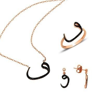 vav rose kupe yüzük kolye seti set8338