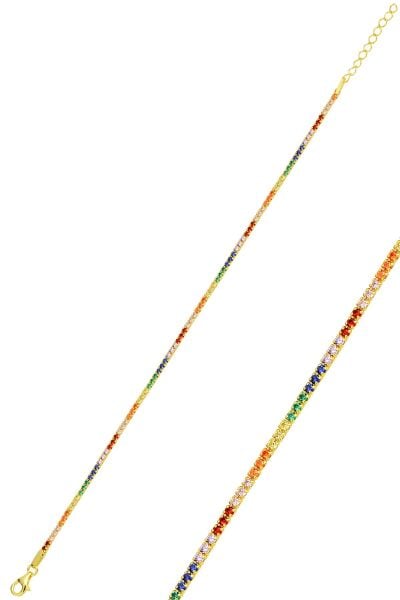 Gümüş altın yaldızlı pırlanta modeli  renkli zirkon taşlı su yolu bileklik SGTL11808GOLD