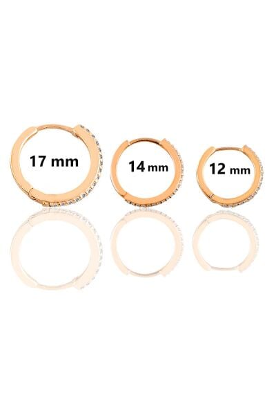 Gümüş rose zirkon taşlı  üç boydan oluşan halka küpeler SGTL11163ROSE