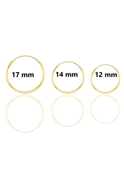Gümüş altın yaldızlı üç boydan oluşan halka küpeler SGTL11169GOLD